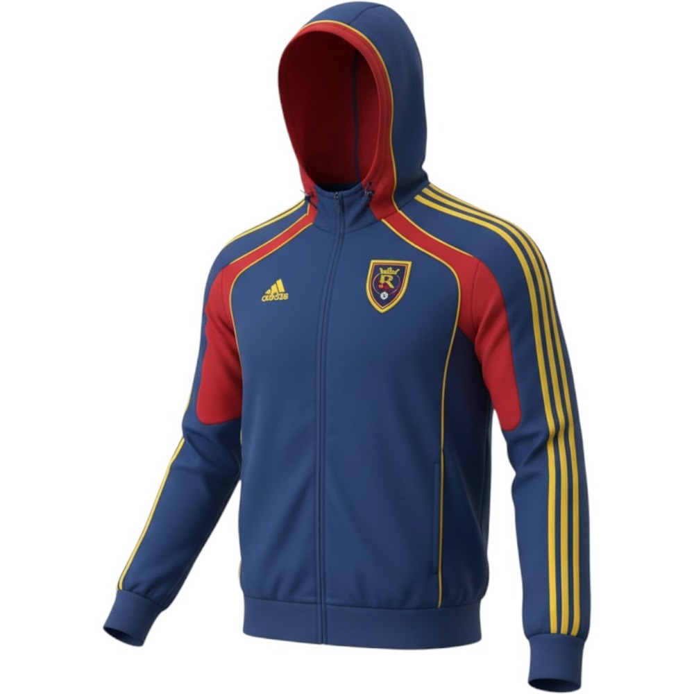 Adidas Real Salt Lake MLS Track Jacket Mens XL Navy Red Yellow Hooded P57517